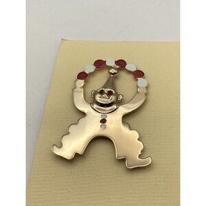 1940s Juggling Clown Brooch by EHM Genuine Gold Electroplate Engravable-WWII NOS